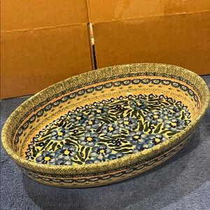 Polish Pottery Floral Ceramic Baker